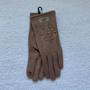 UGG Beige Rhinestone Tech Gloves